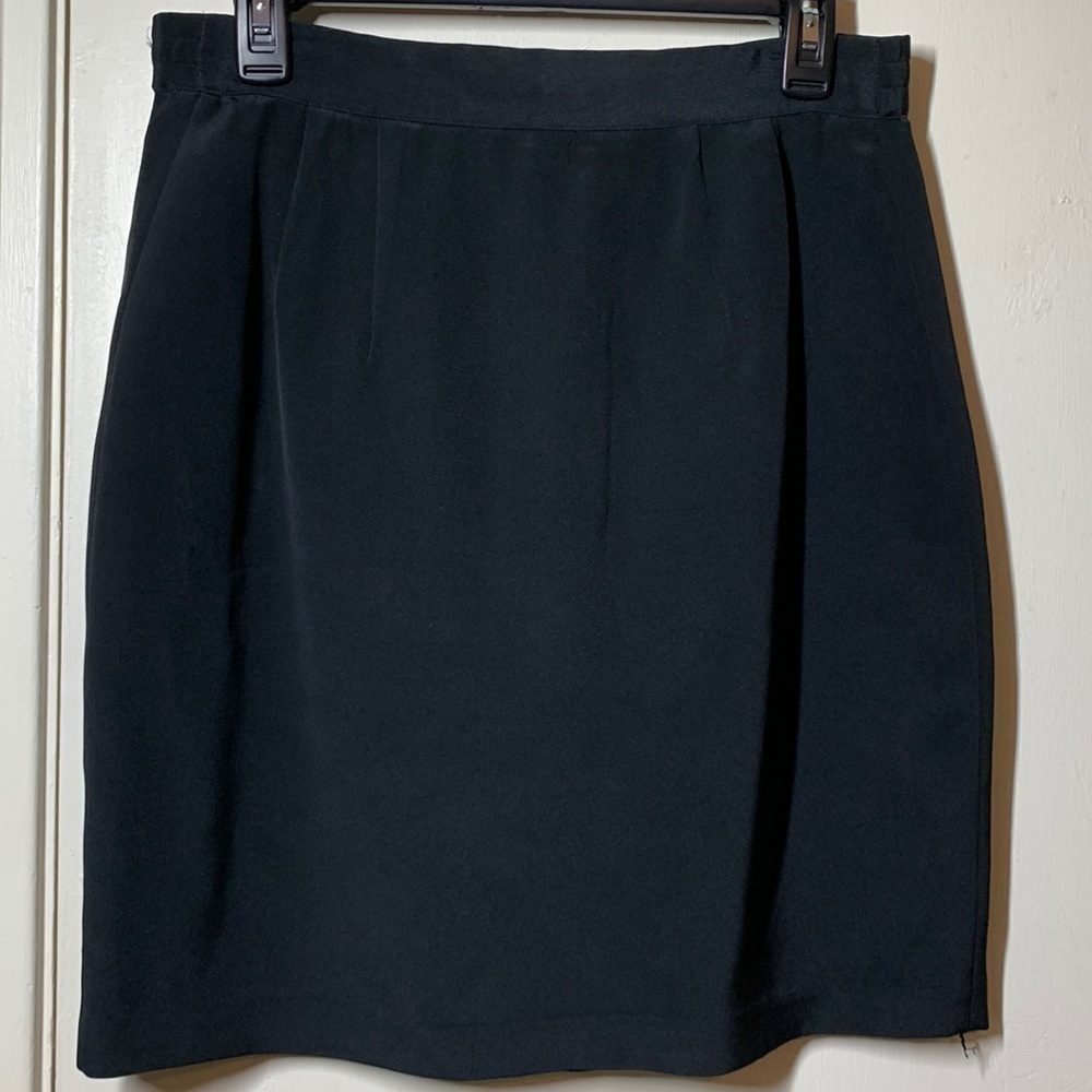 Allison Taylor Black 100% Silk Mini Pencil Skirt, M